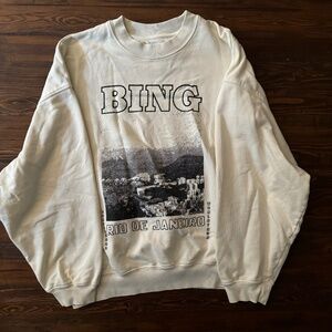 Anine Bing Oversized Crew, White, L